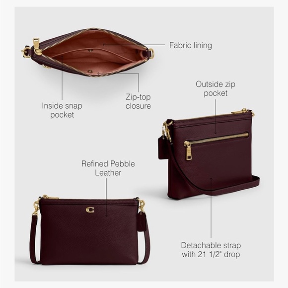 Coach Legacy Crossbody Bag Merlot/Brass - Picture 3 of 5
